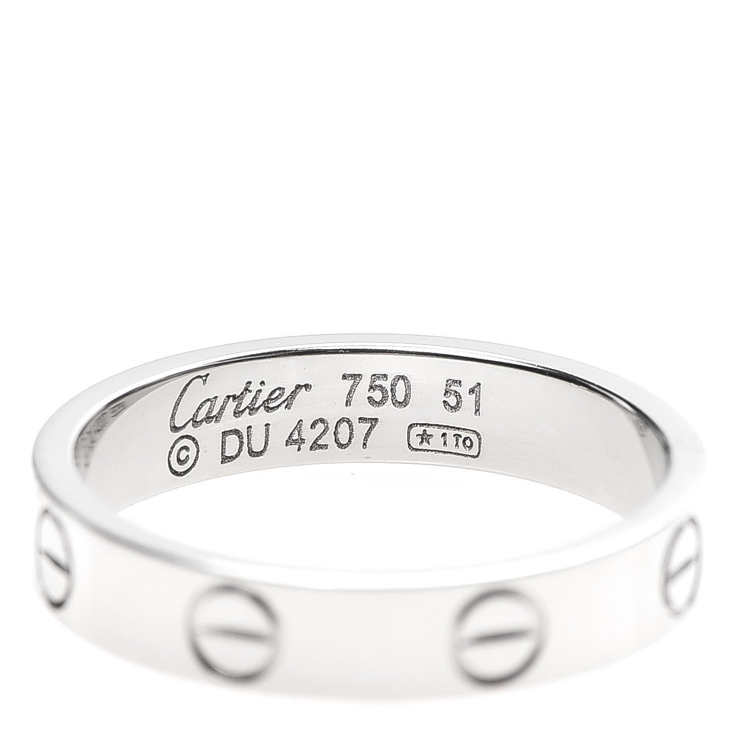 Cartier 18K White Gold 3.5mm LOVE Wedding Band Ring 50 5.5 2 of 2