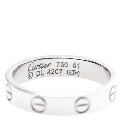 Cartier 18K White Gold 3.5mm LOVE Wedding Band Ring 50 5.5 2 of 2