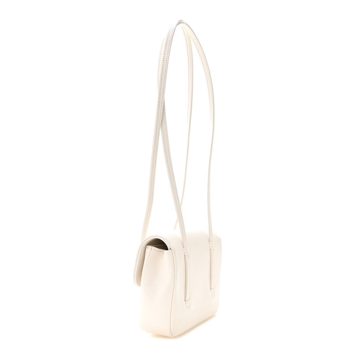 Shiny Caviar Mini Preppy Coco Shoulder Bag White