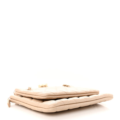 Chanel Shiny Lambskin Quilted Small Double Case With Strap Beige 4 of 11