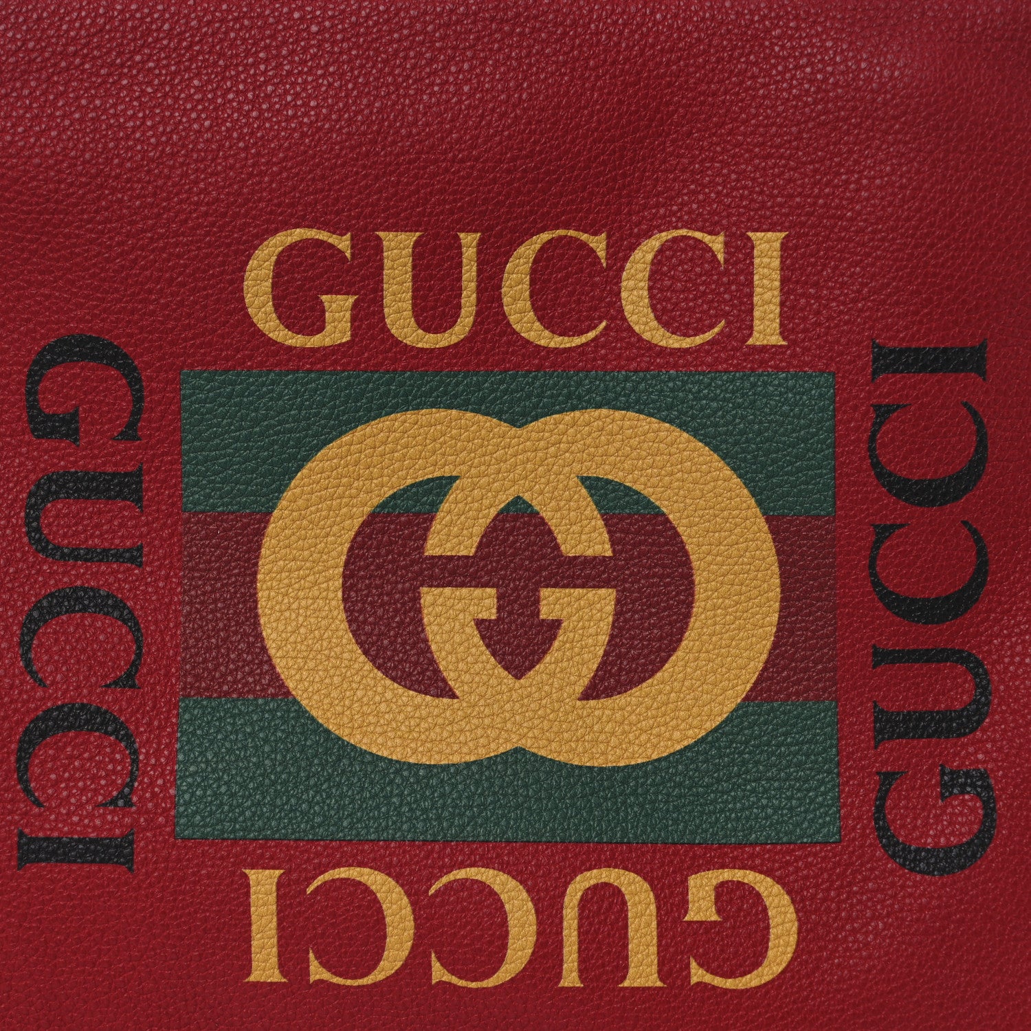 Gucci Pebbled Calfskin Medium Logo Portfolio Clutch Hibiscus Red 8 of 10