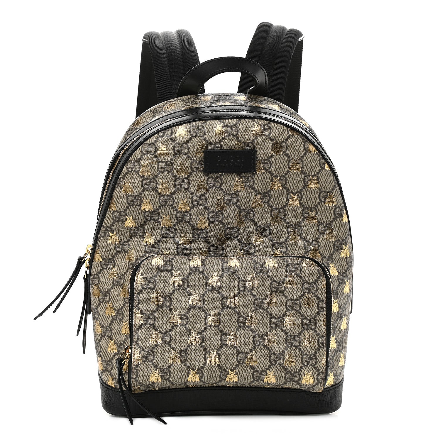 Gucci GG Supreme Monogram Bees Print Small Day Backpack Beige Oro Black 1 of 9