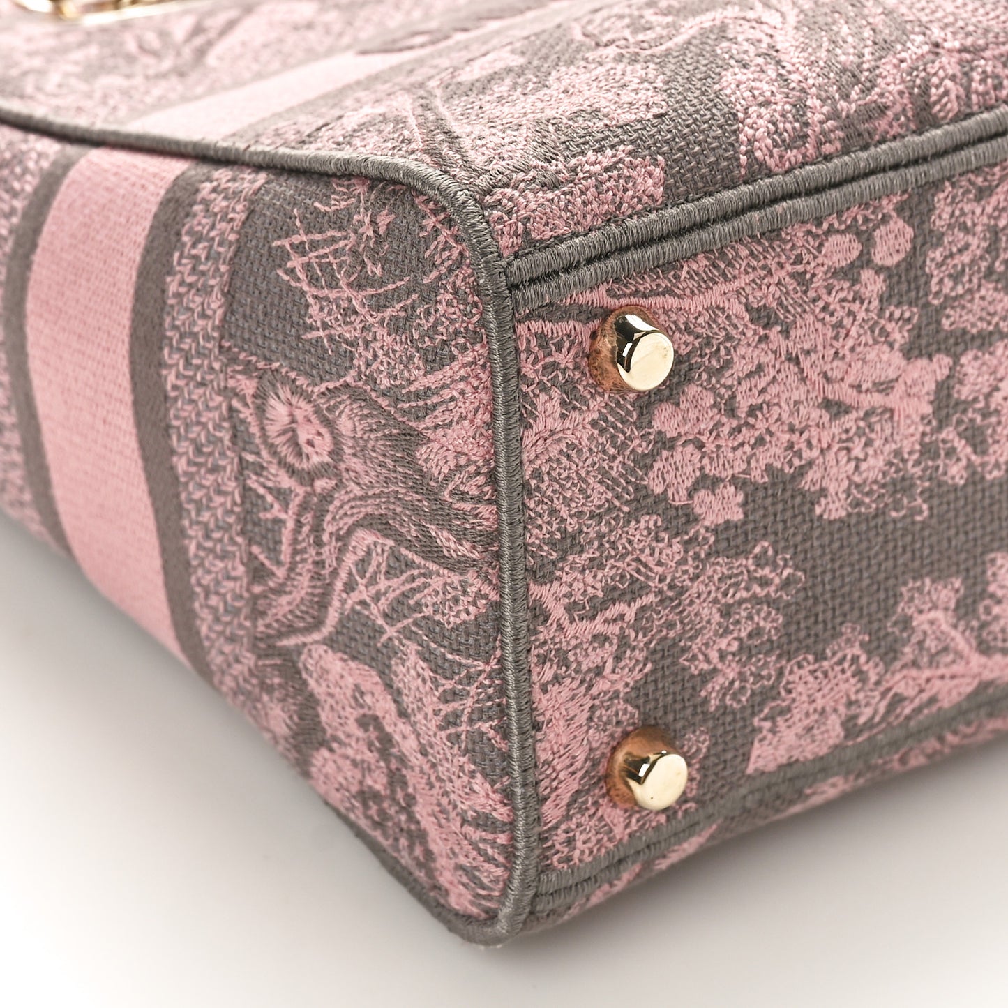 Canvas Toile De Jouy Embroidered Medium Lady D-Lite Gray Pink