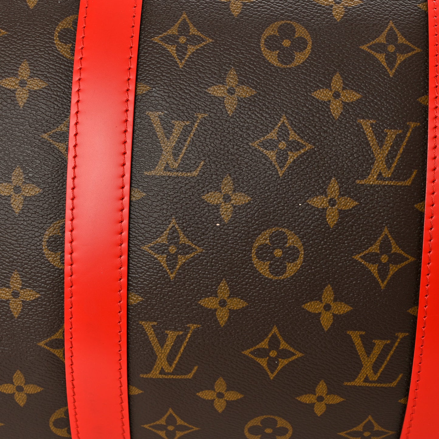 Calfskin Monogram Keepall Bandouliere 50 Coquelicot