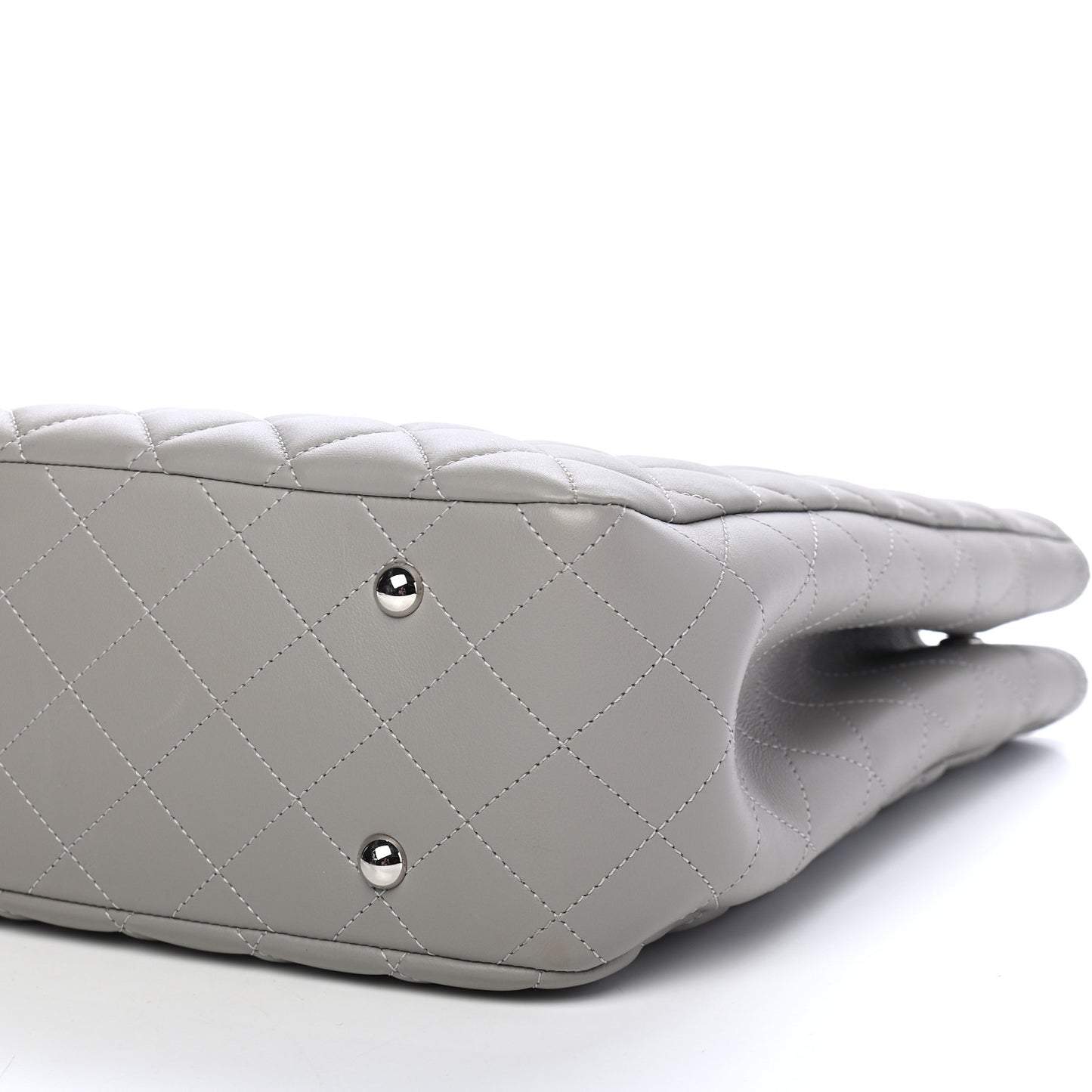 Calfskin Quilted Large Classic Shopping Tote Grey