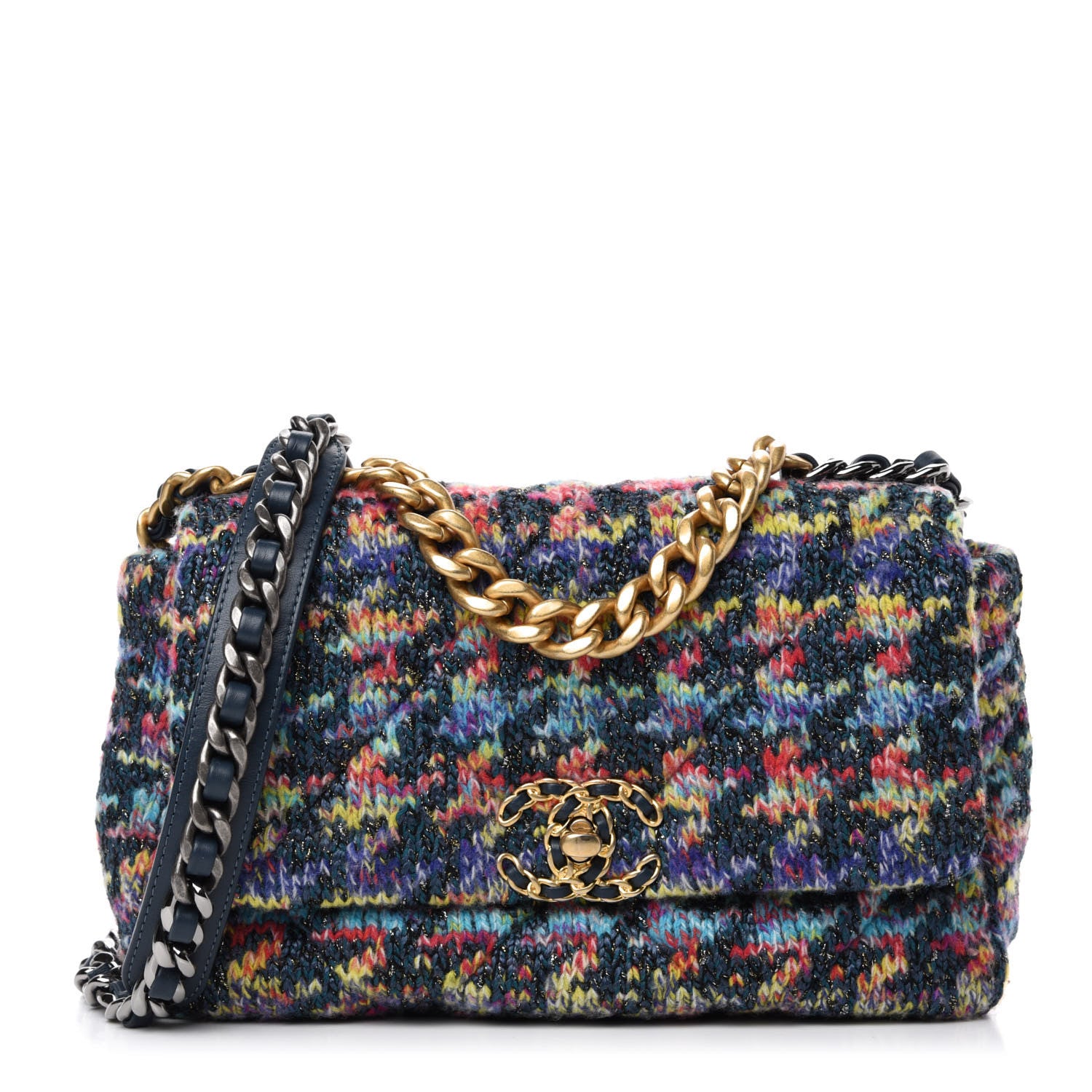 Chanel Tweed Quilted Medium Chanel 19 Flap Dark Multicolor 1 of 10