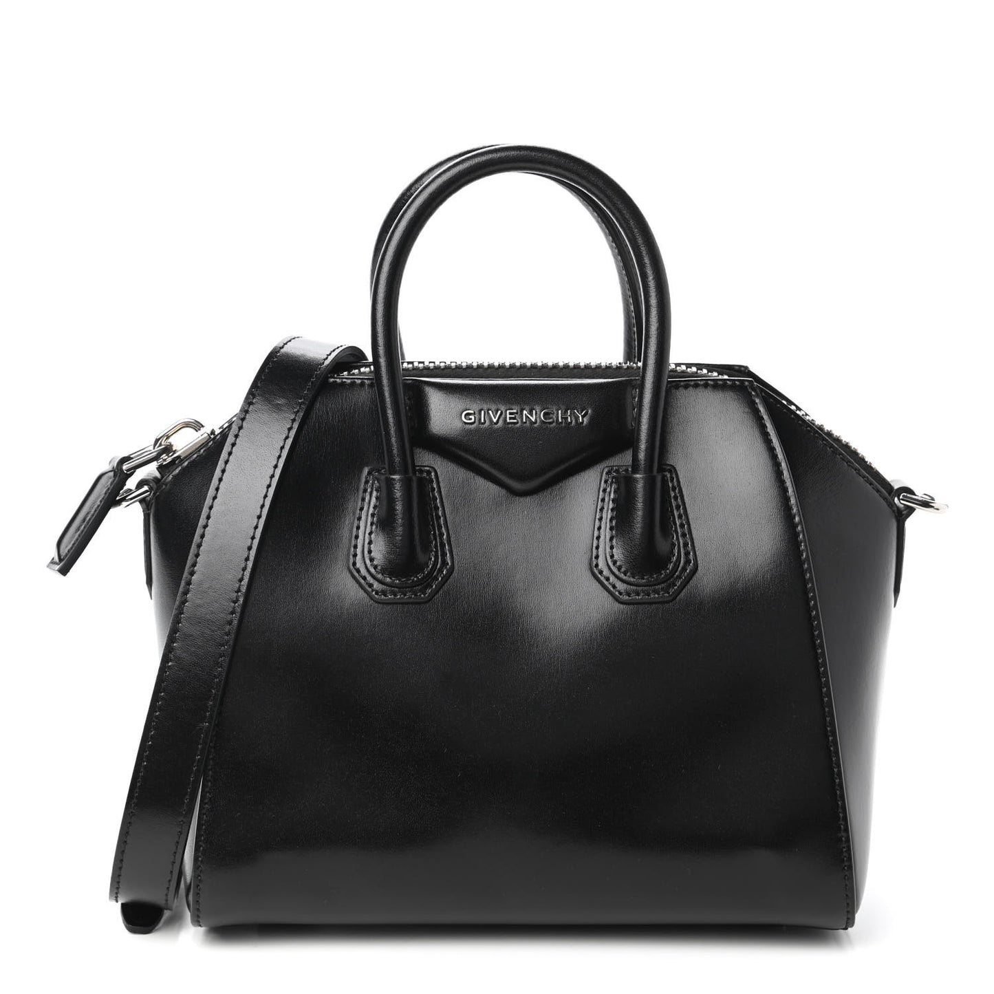 Shiny Lord Calfskin Mini Antigona Black