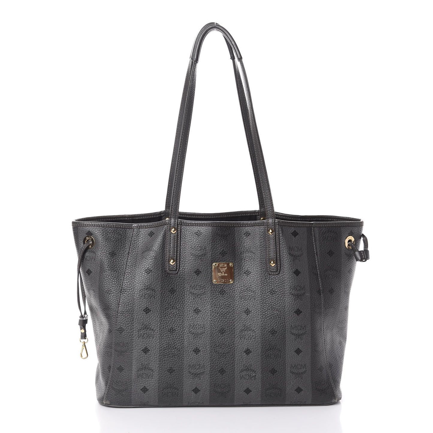 Striped Visetos Medium Liz Reversible Shopper Tote Phantom Grey
