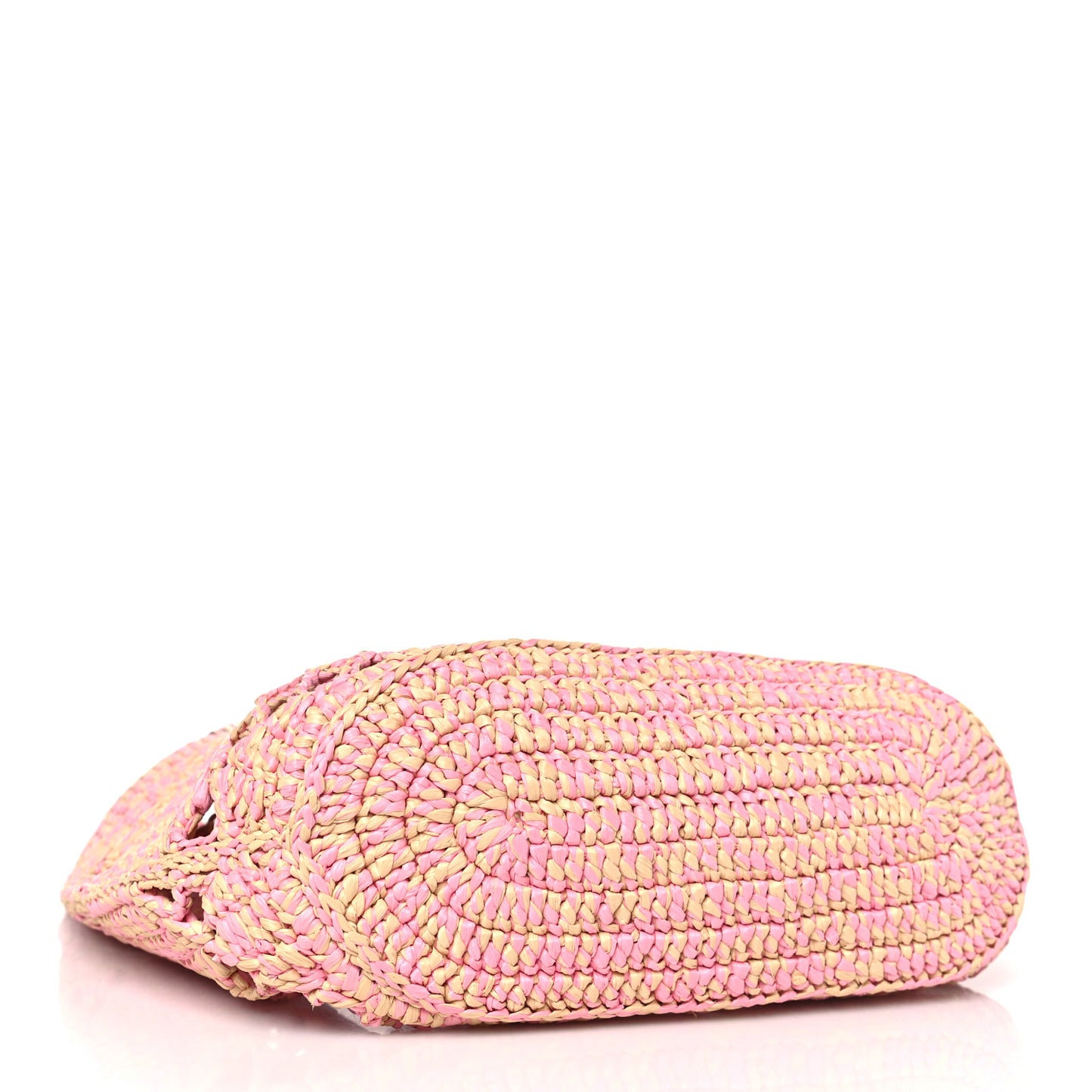 Raffia Effect Braided Small Shopping Bag Beige Pink