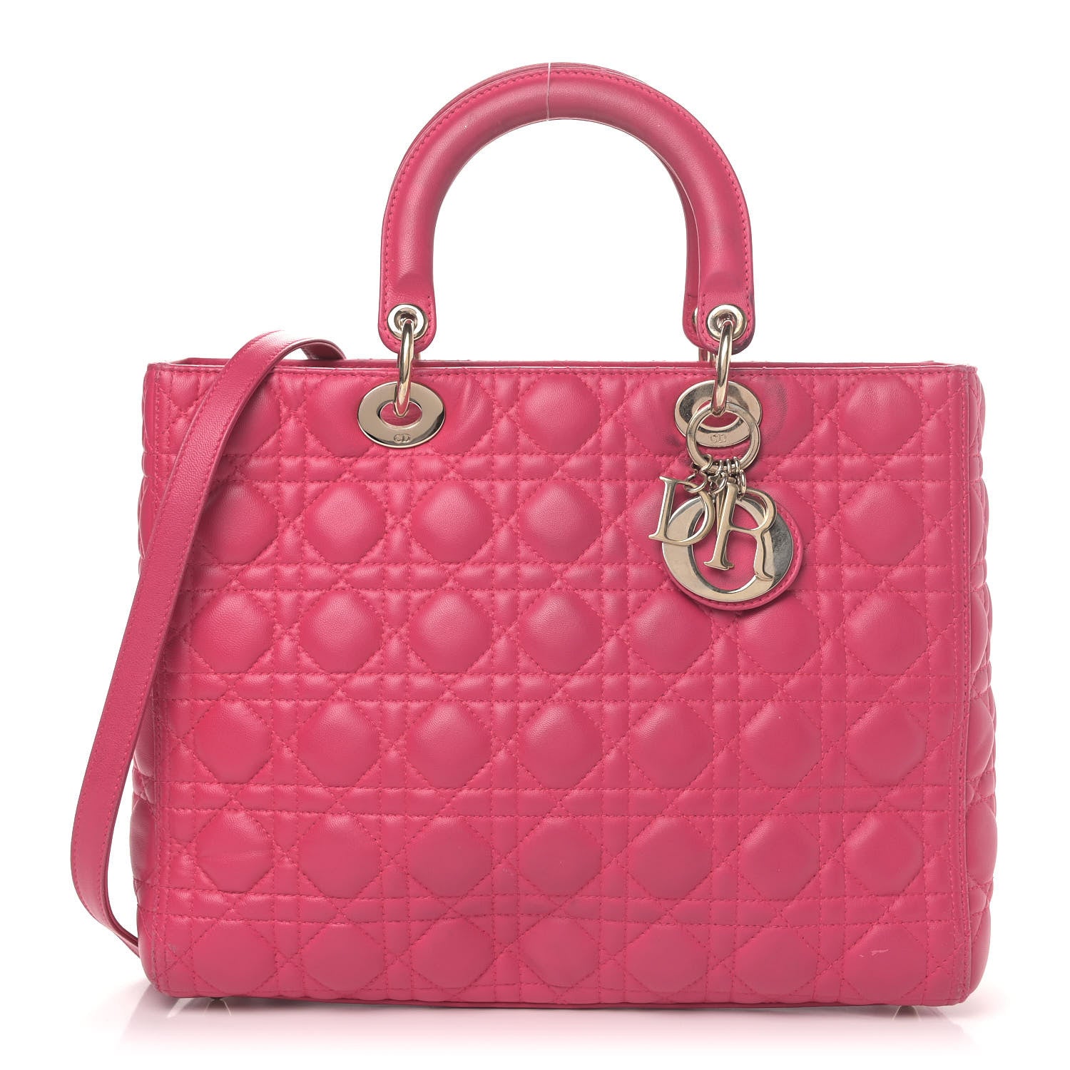 Christian Dior Lambskin Cannage Large Lady Dior Fuchsia 1 of 12