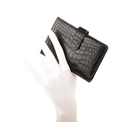 Hermes Alligator Mini Compact Wallet Black 8 of 12