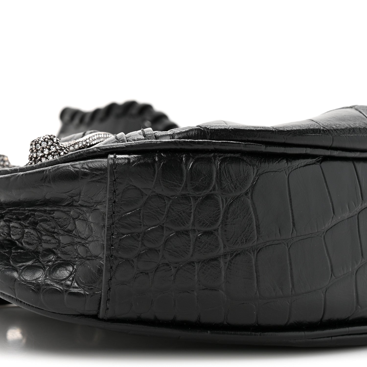 Balenciaga Extra Supple Calfskin Crystal Crocodile Embossed Le Cagole Shoulder Bag XS Black 11 of 11