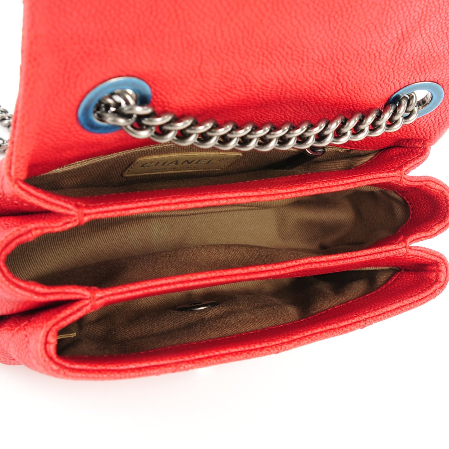 Caviar Quilted Mini Simply CC Flap Red