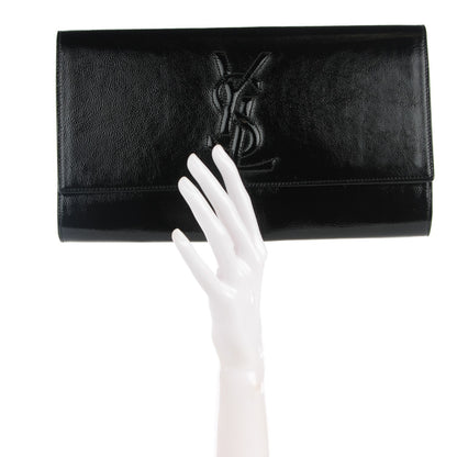 Saint Laurent Textured Patent Monogram Large Belle De Jour Clutch Black 2 of 7