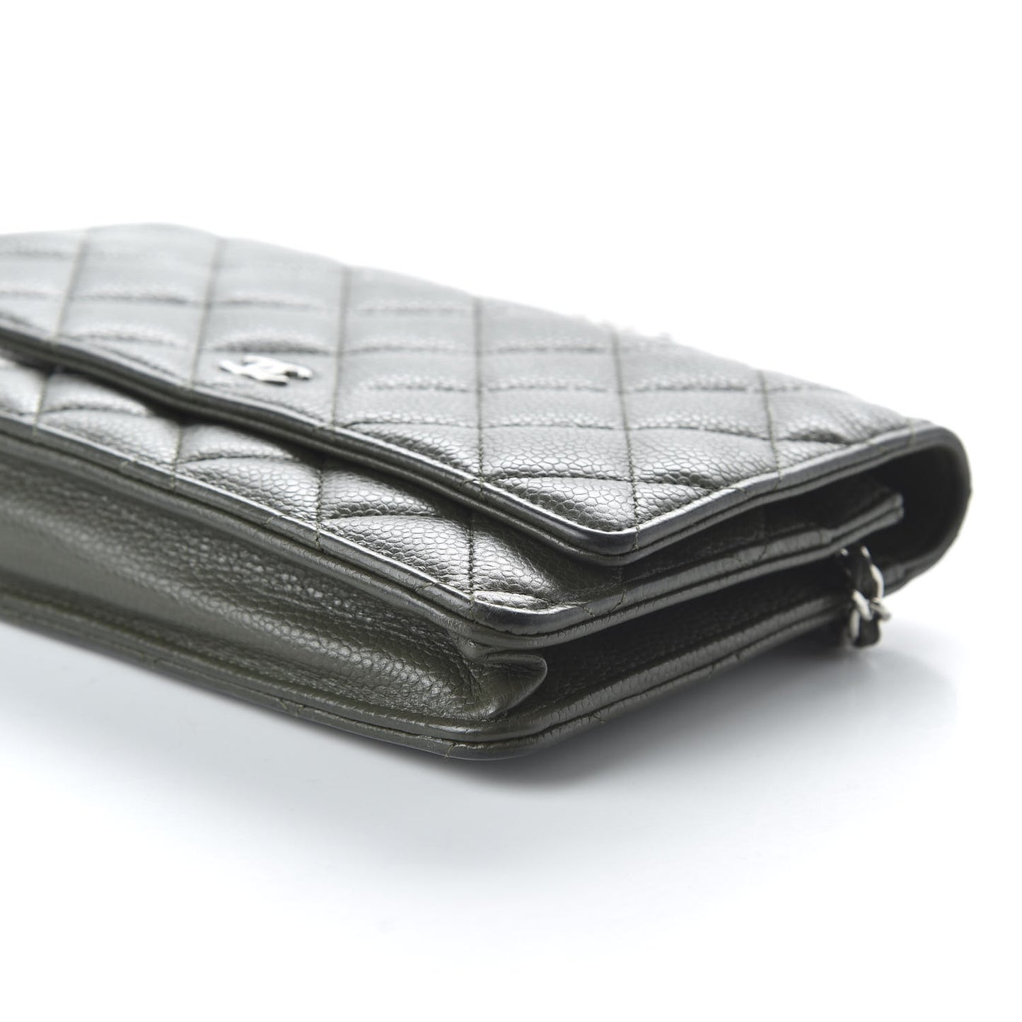Caviar Quilted Wallet On Chain WOC Green
