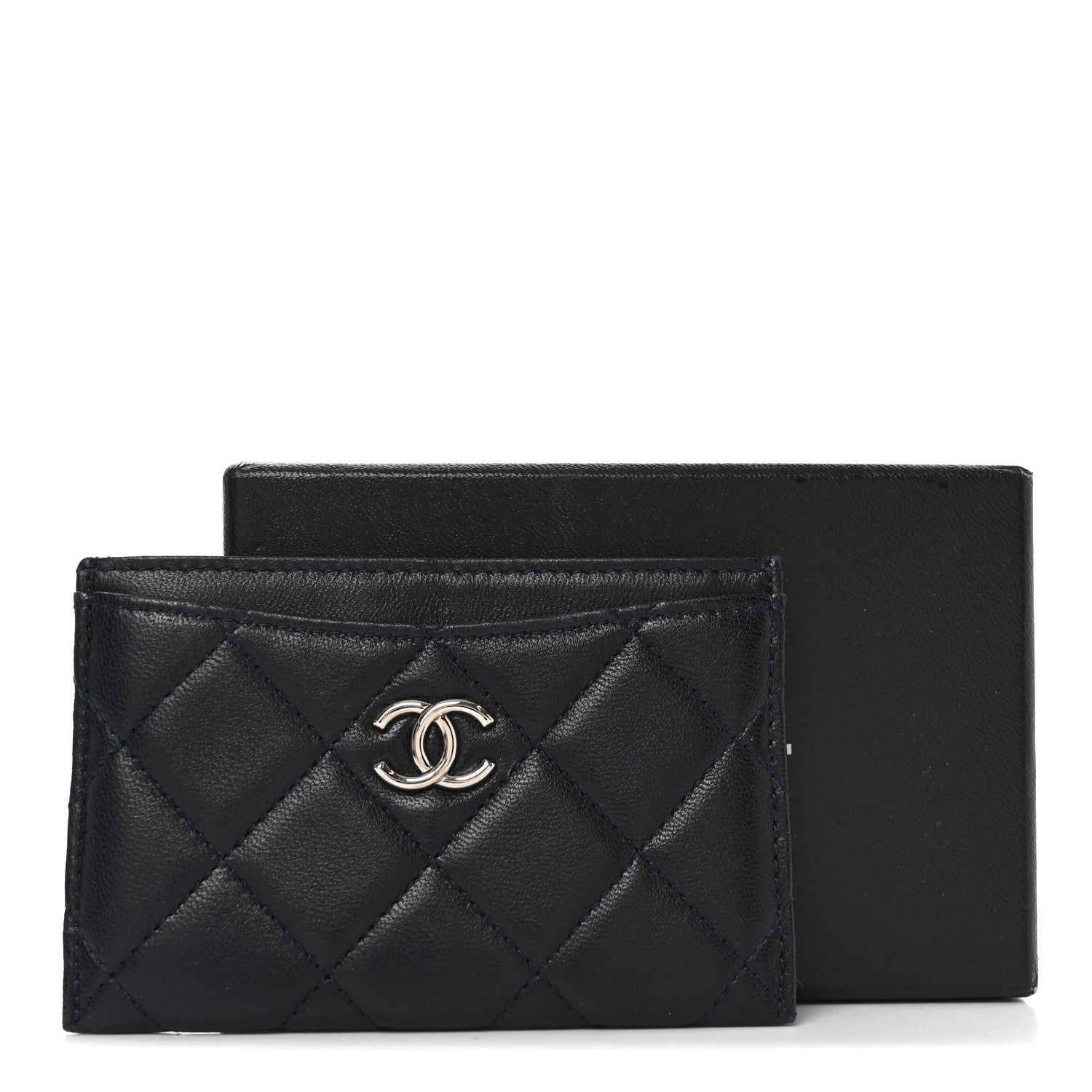 Chanel Lambskin Quilted Card Holder Navy Blue 8 of 8