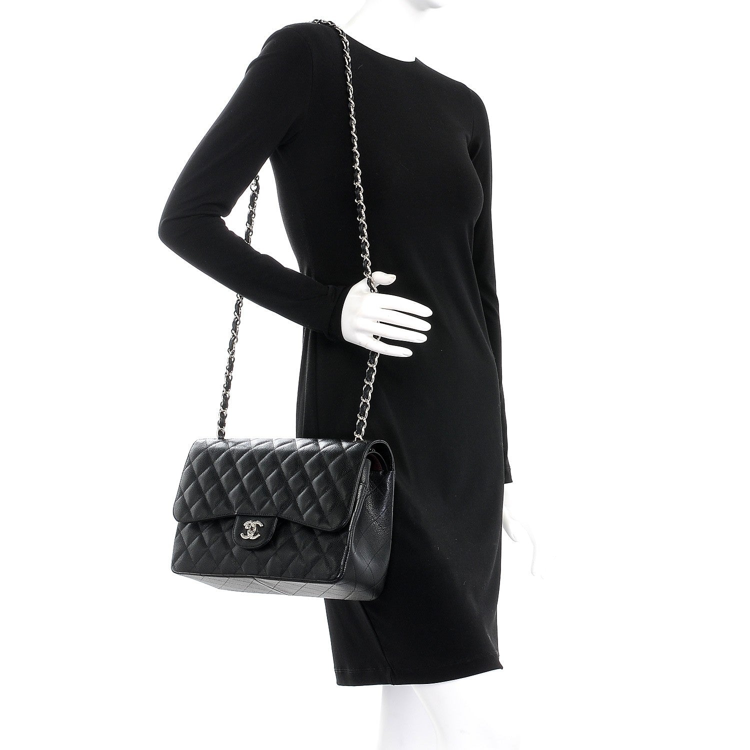 Chanel Caviar Quilted Jumbo Double Flap Black 2 of 9