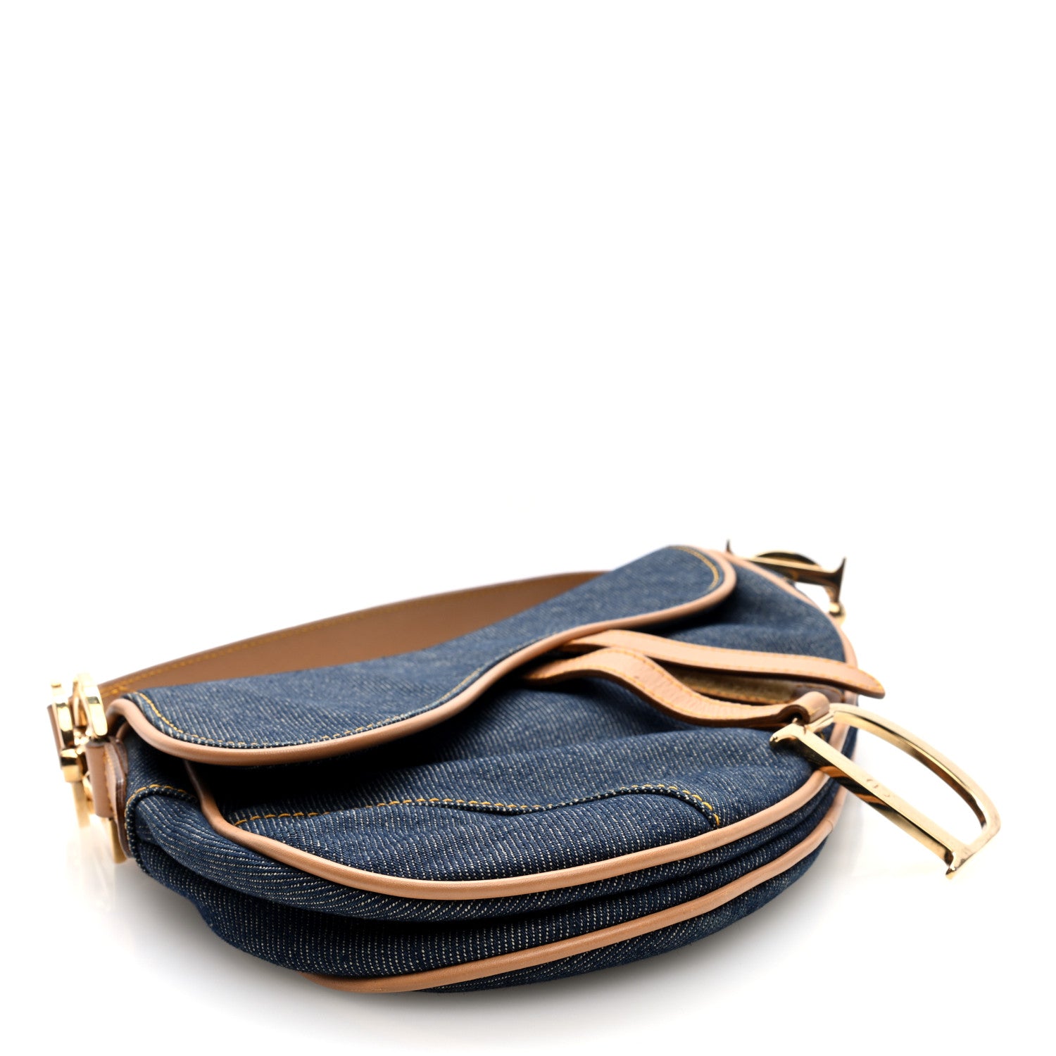 Christian Dior Denim Calfskin Saddle Bag Blue 4 of 10