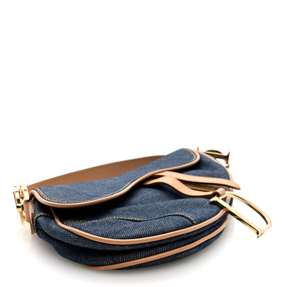Christian Dior Denim Calfskin Saddle Bag Blue 4 of 10