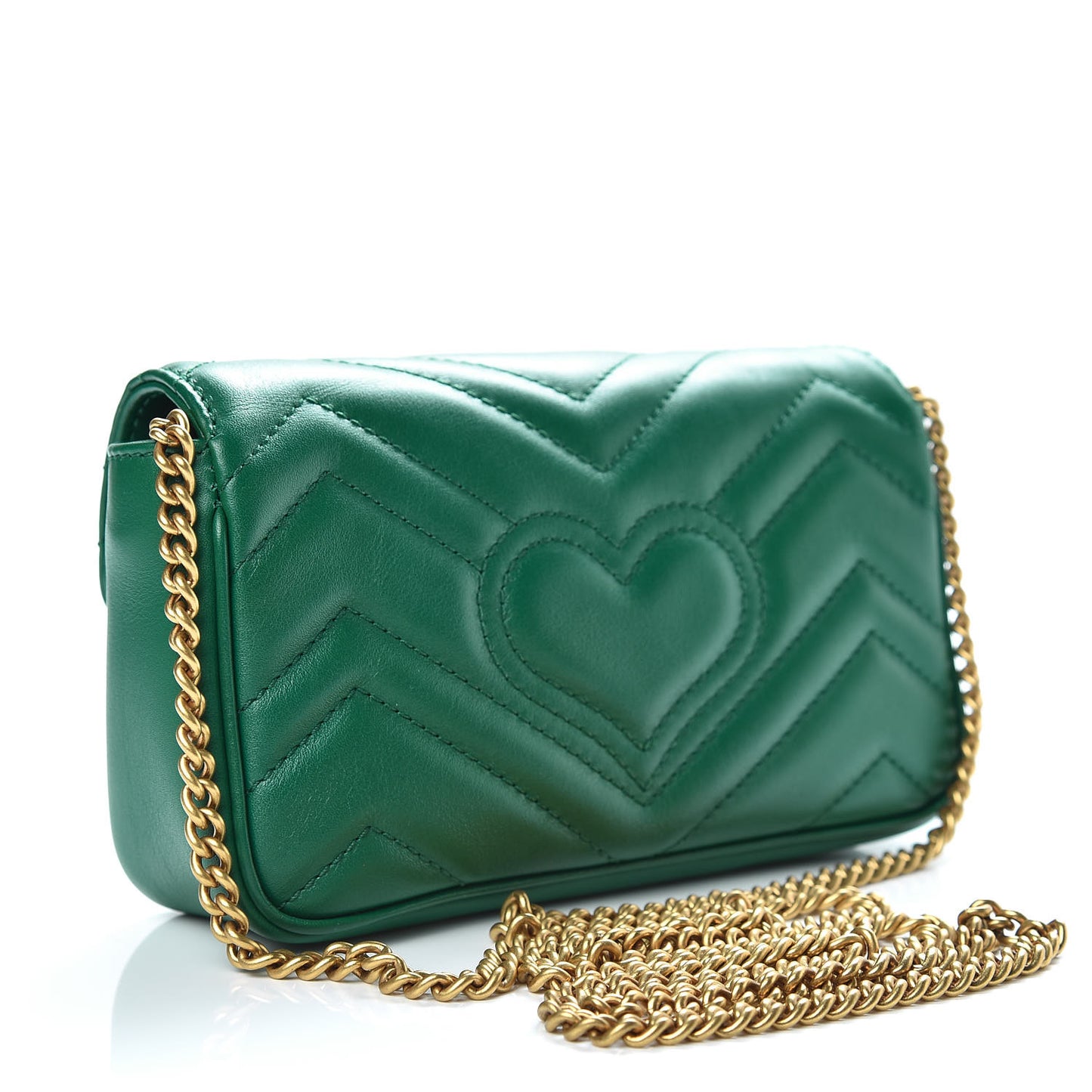 Calfskin Matelasse Super Mini GG Marmont Shoulder Bag Emerald Green