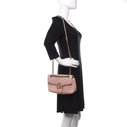 Gucci Calfskin Matelasse Small GG Marmont Shoulder Bag Perfect Pink 2 of 9
