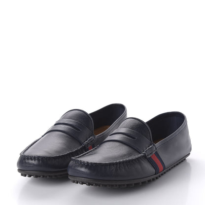 Gucci Nappa Web Mens Kanye Driver Loafers 7.5 Blue 3 of 9