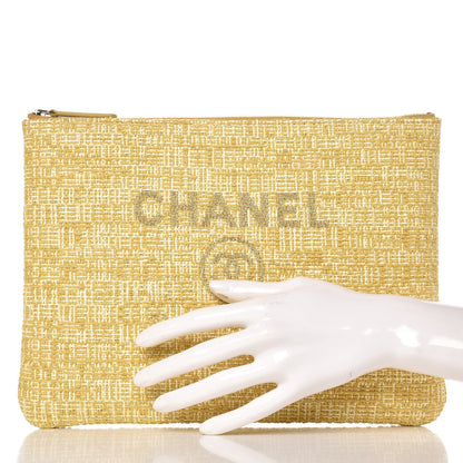 Chanel Woven Straw Raffia Large Deauville Pouch Light Yellow 2 of 8