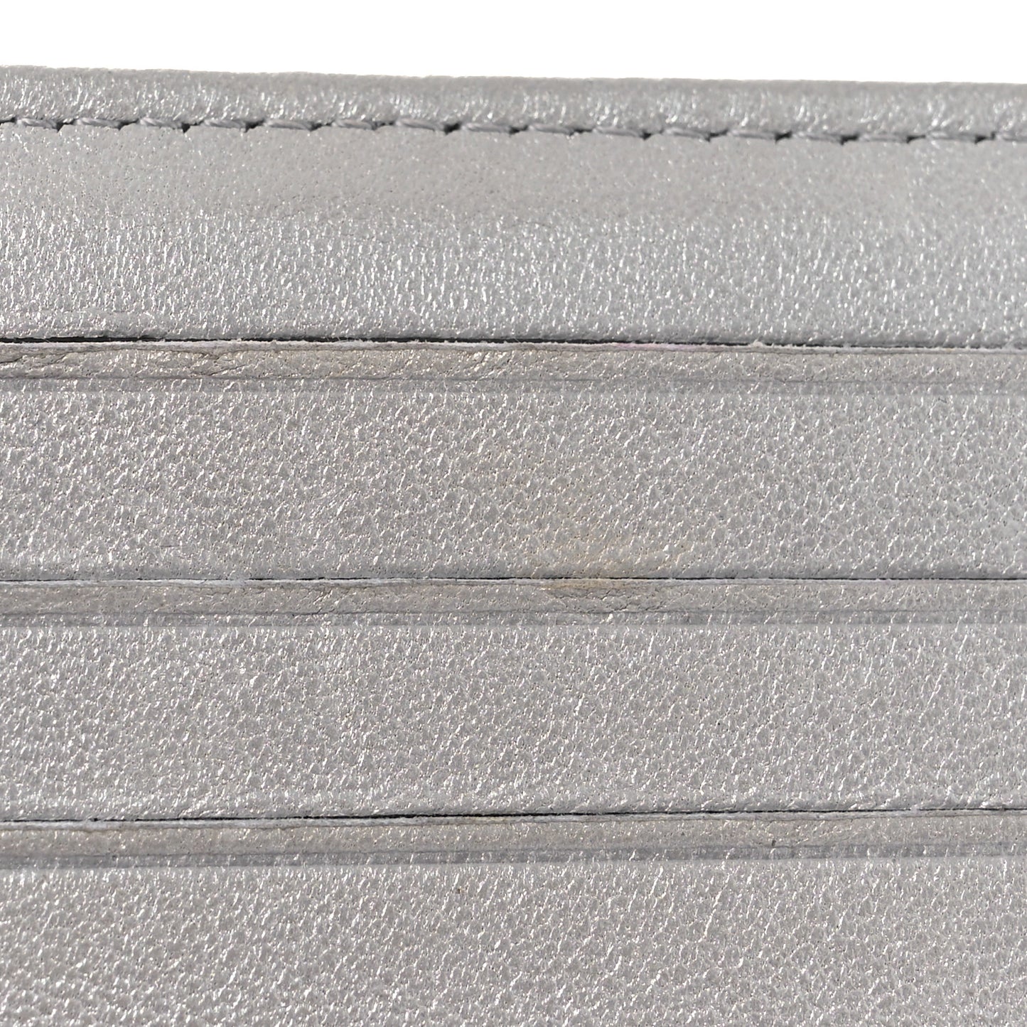 Metallic Caviar Quilted Compact Flap Wallet Silver