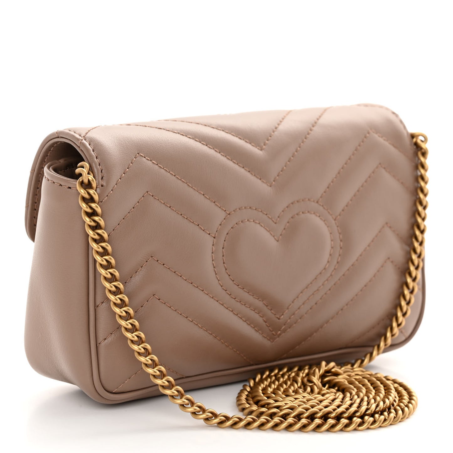 Calfskin Matelasse Super Mini GG Marmont Shoulder Bag Porcelain Rose