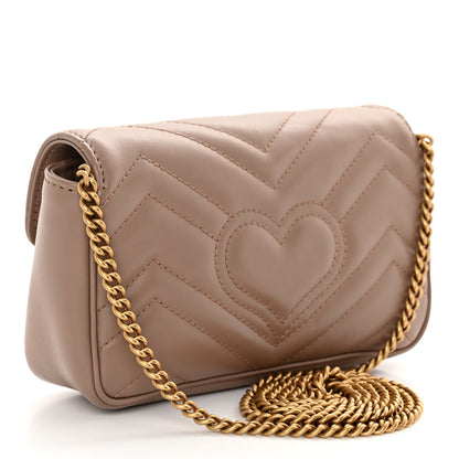 Gucci Calfskin Matelasse Super Mini GG Marmont Shoulder Bag Porcelain Rose 3 of 10