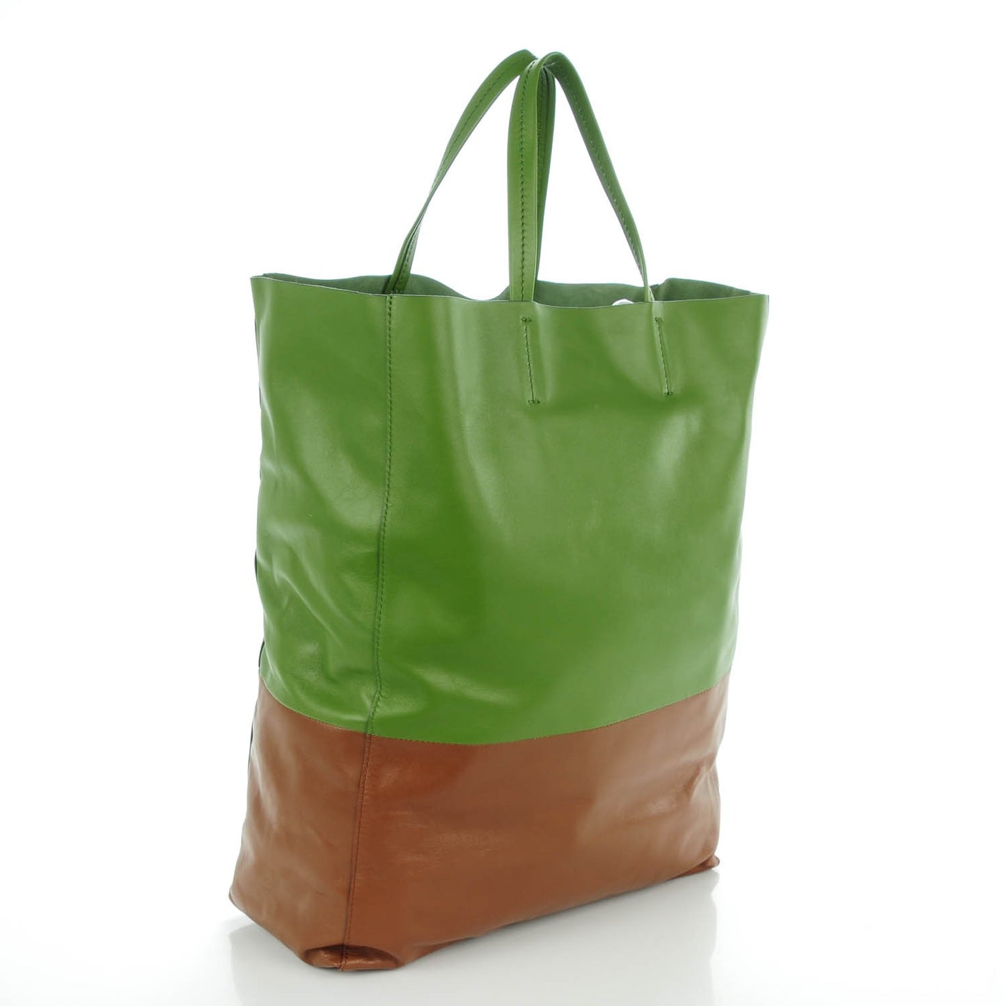 Lambskin Vertical Bi-Cabas Green