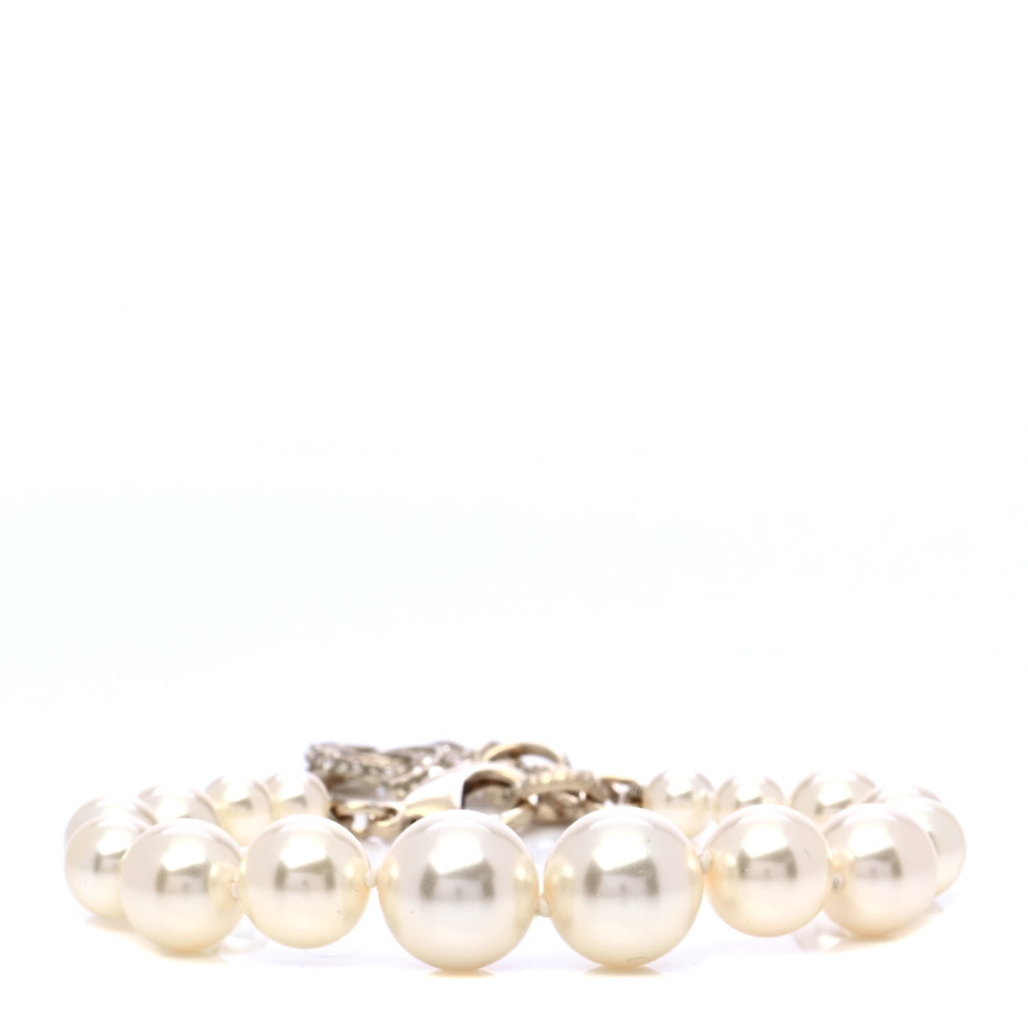 Graduated Pearl Crystal CC Bracelet Gold