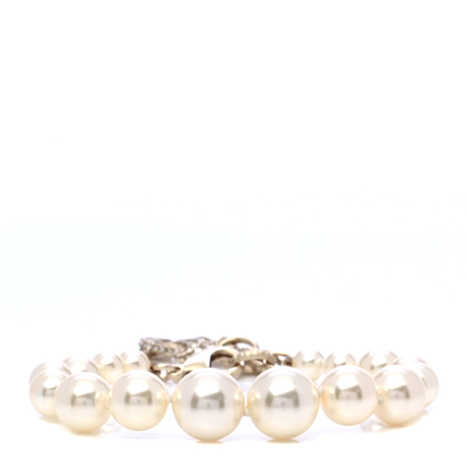 Chanel Graduated Pearl Crystal CC Bracelet Gold 2 of 6