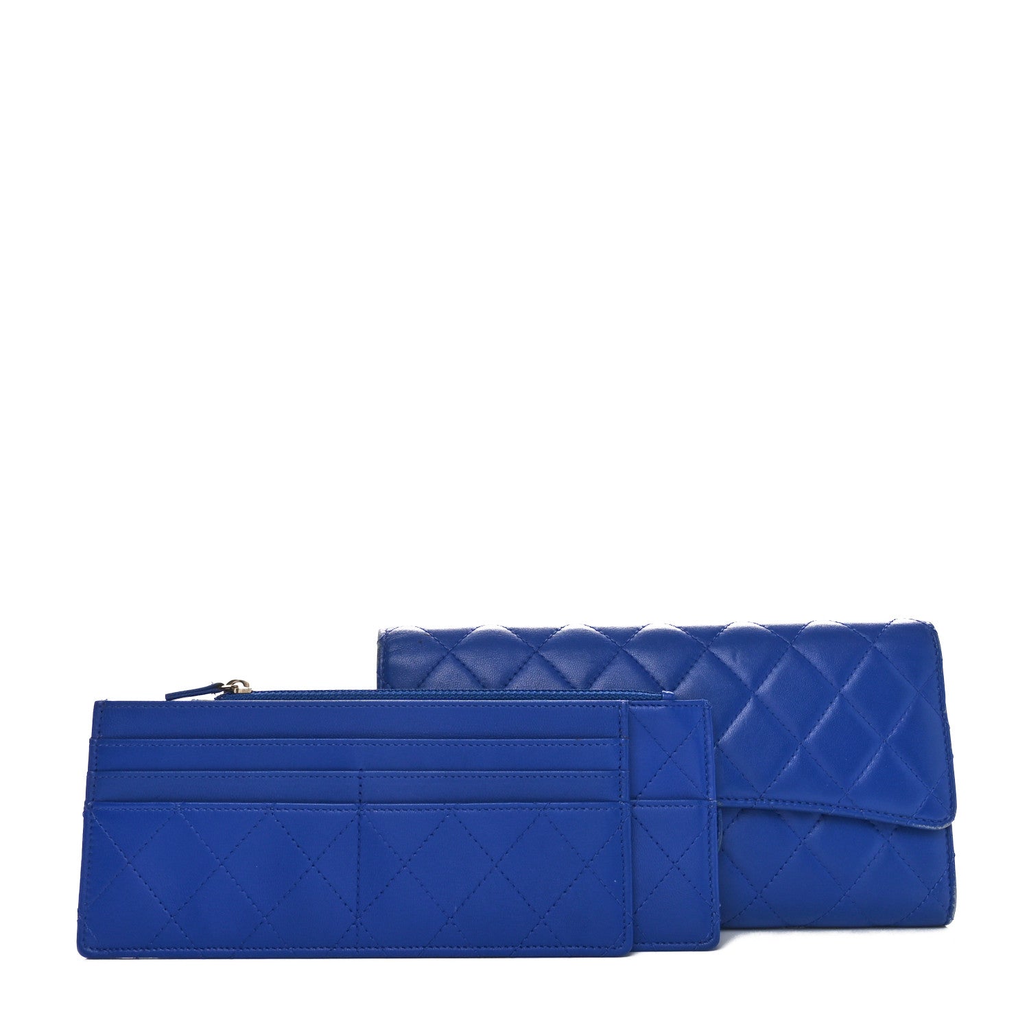 Chanel Lambskin Quilted Travel Wallet Royal Blue 3 of 11