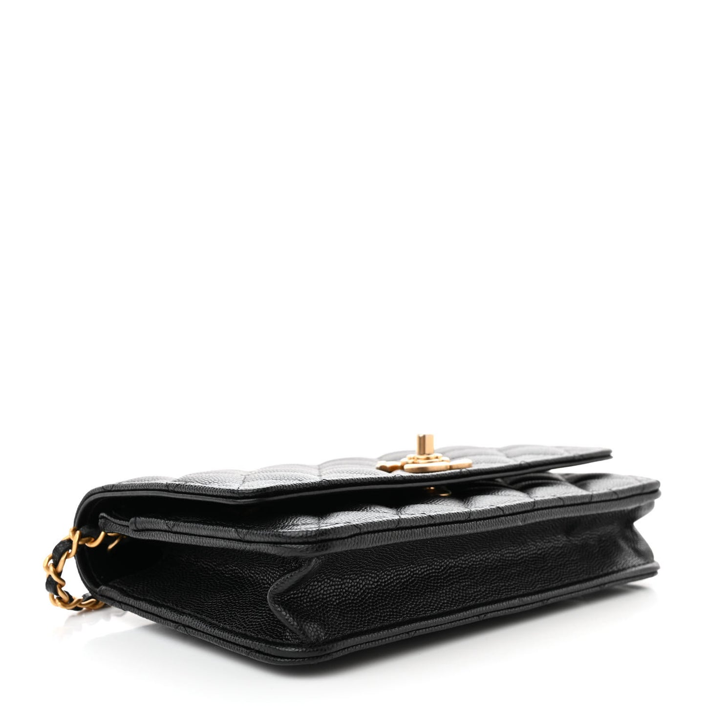 Caviar Quilted Camellia Wallet On Chain WOC Black