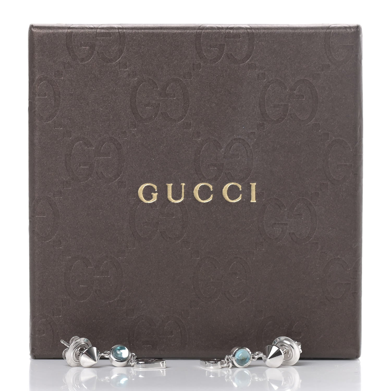 Gucci Sterling Silver Trademark Blue Topaz Heart Drop Earrings 7 of 7
