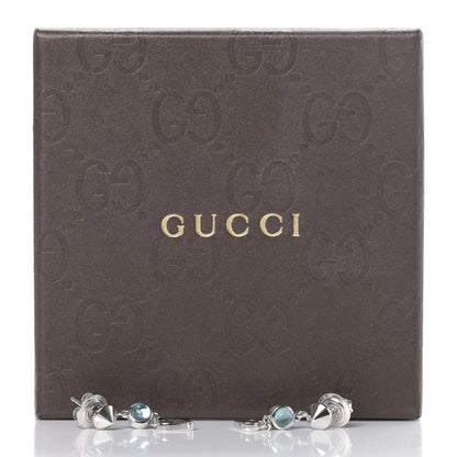 Gucci Sterling Silver Trademark Blue Topaz Heart Drop Earrings 7 of 7