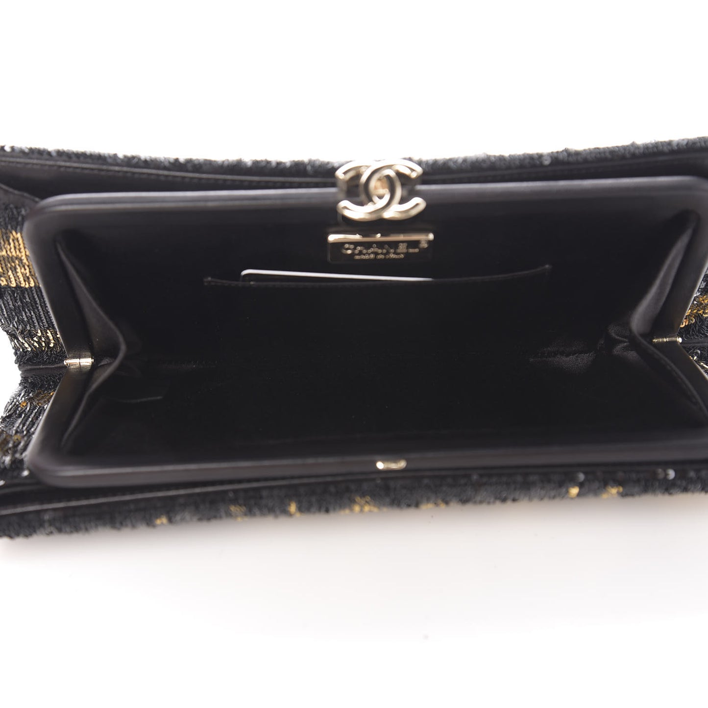 Sequin La Pausa Clutch Black Gold
