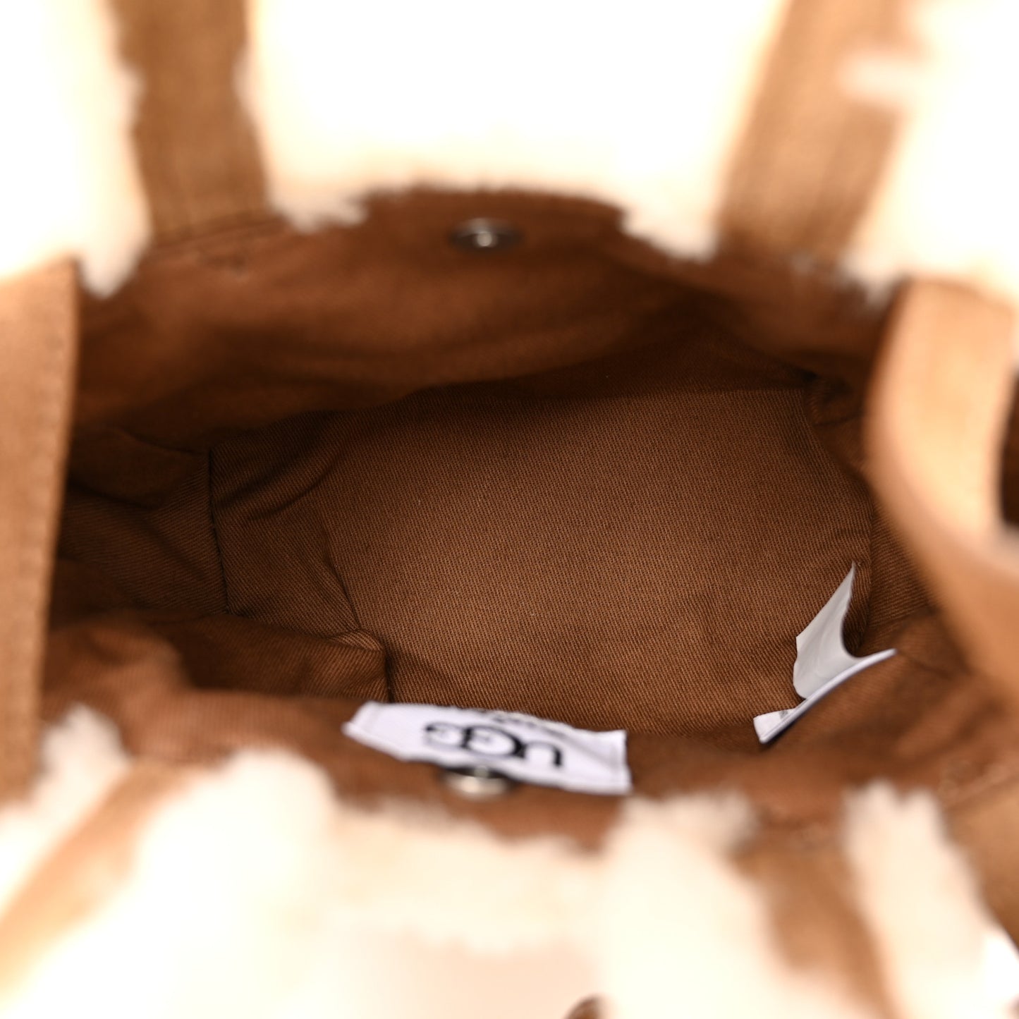 X UGG Suede Shearling Reverse Small Shopping Bag Natural