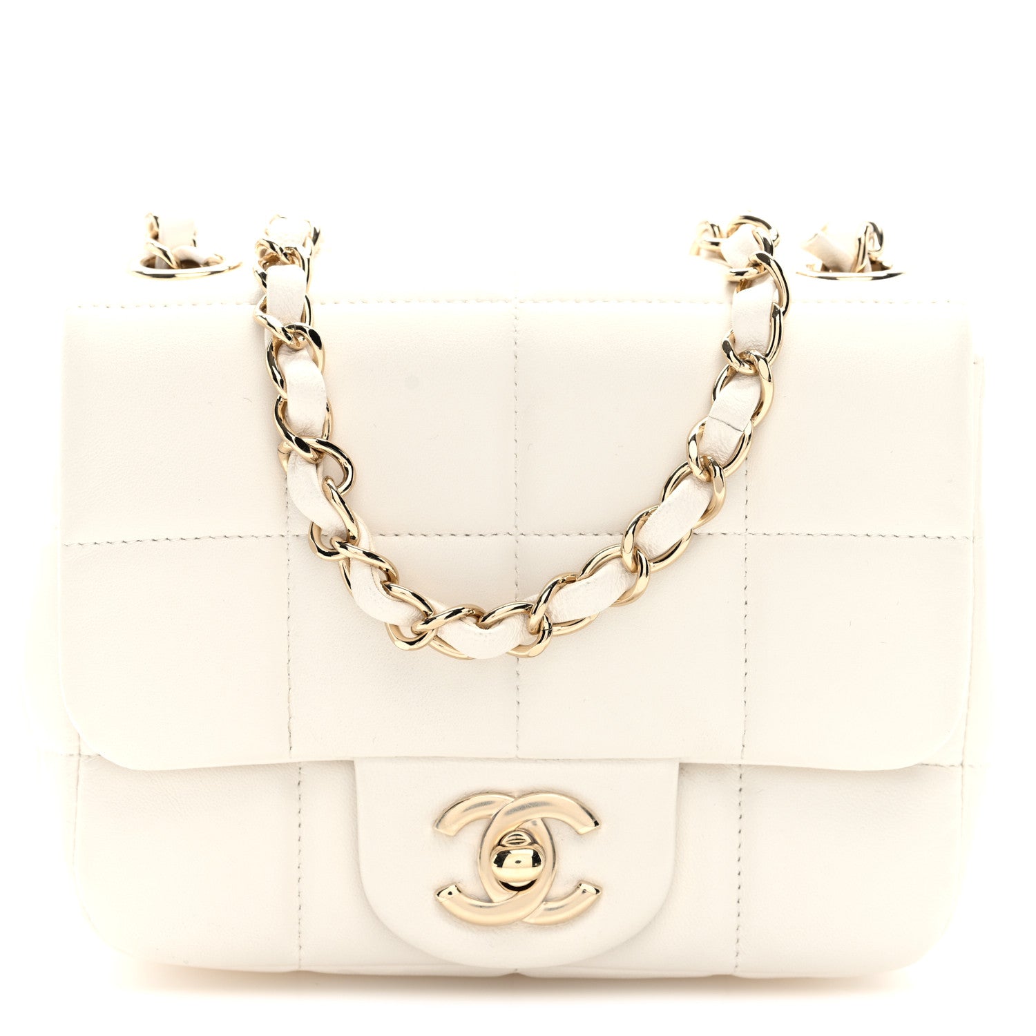 Chanel Lambskin Resin Crystal Square Quilted Mini Monacoco Flap White 1 of 10