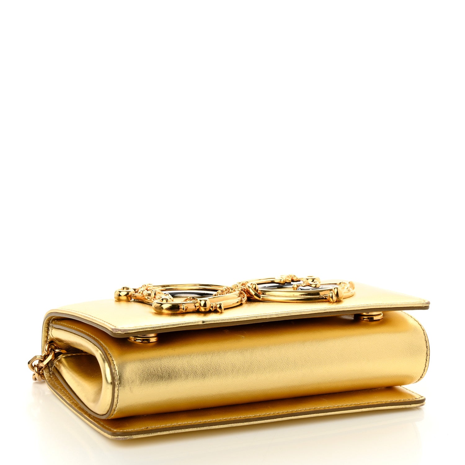 Dolce & Gabbana Metallic Calfskin DG Girls Shoulder Bag Gold 3 of 9