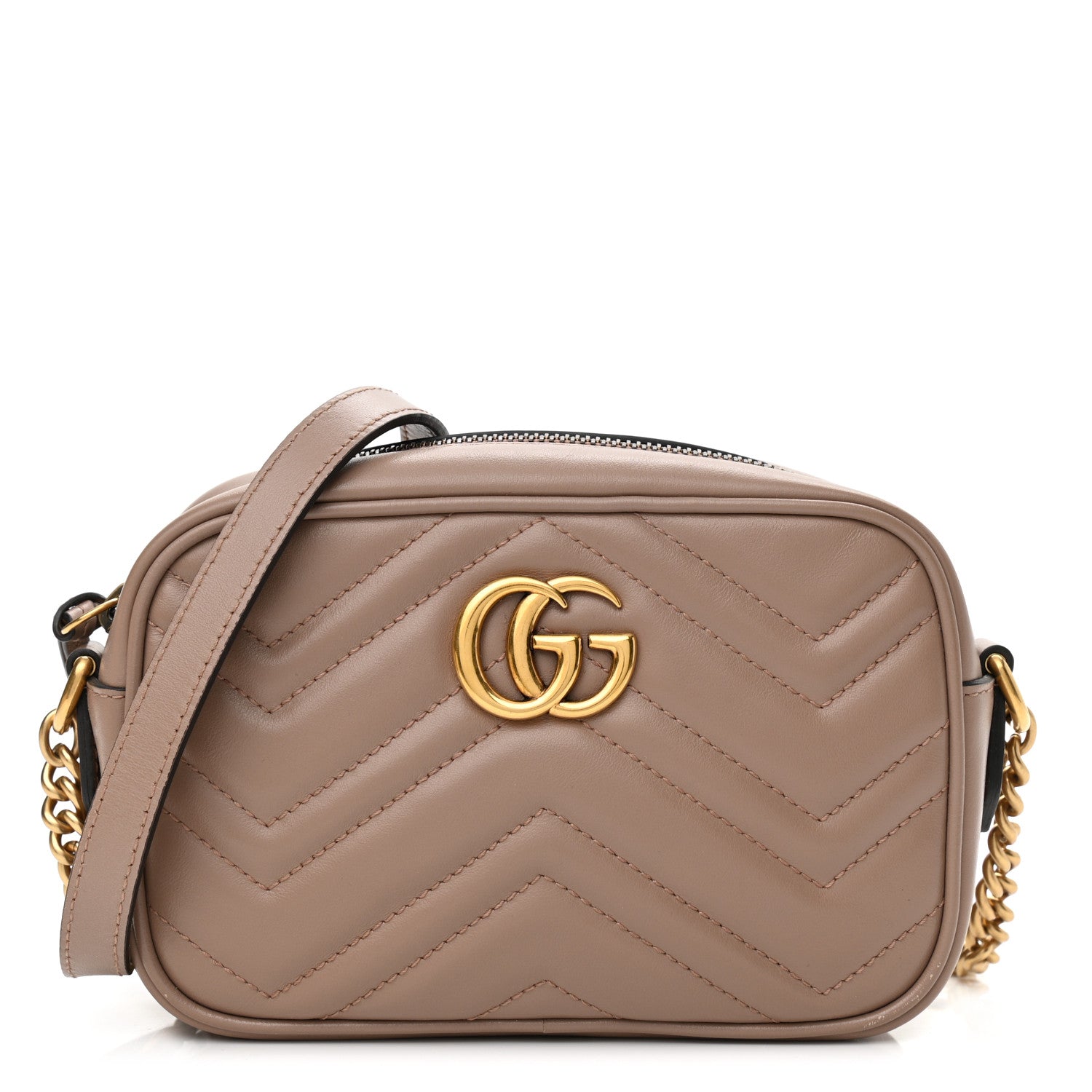 Gucci Calfskin Matelasse Mini GG Marmont Chain Shoulder Bag Porcelain Rose 1 of 12