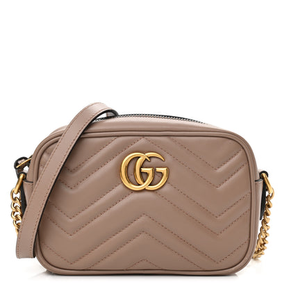 Gucci Calfskin Matelasse Mini GG Marmont Chain Shoulder Bag Porcelain Rose 1 of 12