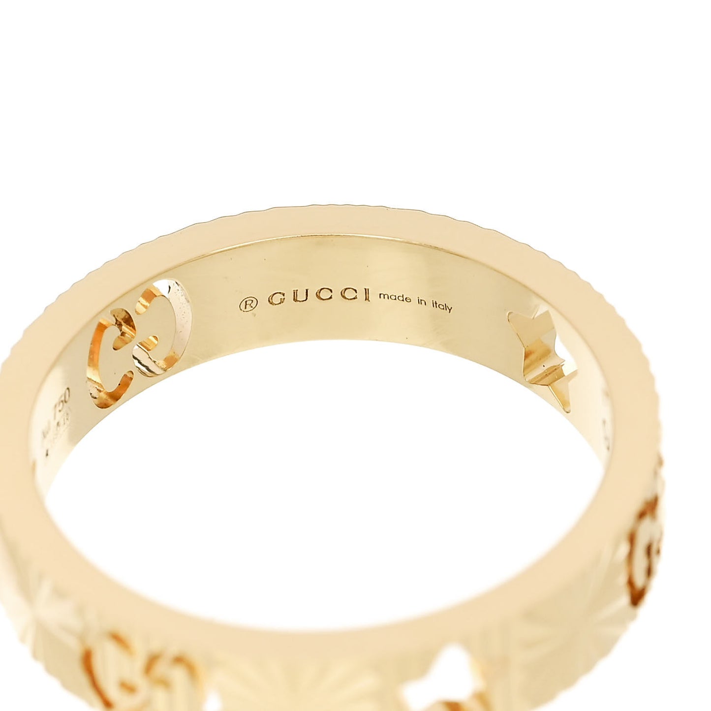 18K Yellow Gold Icon Stars Band Ring 49 4.75