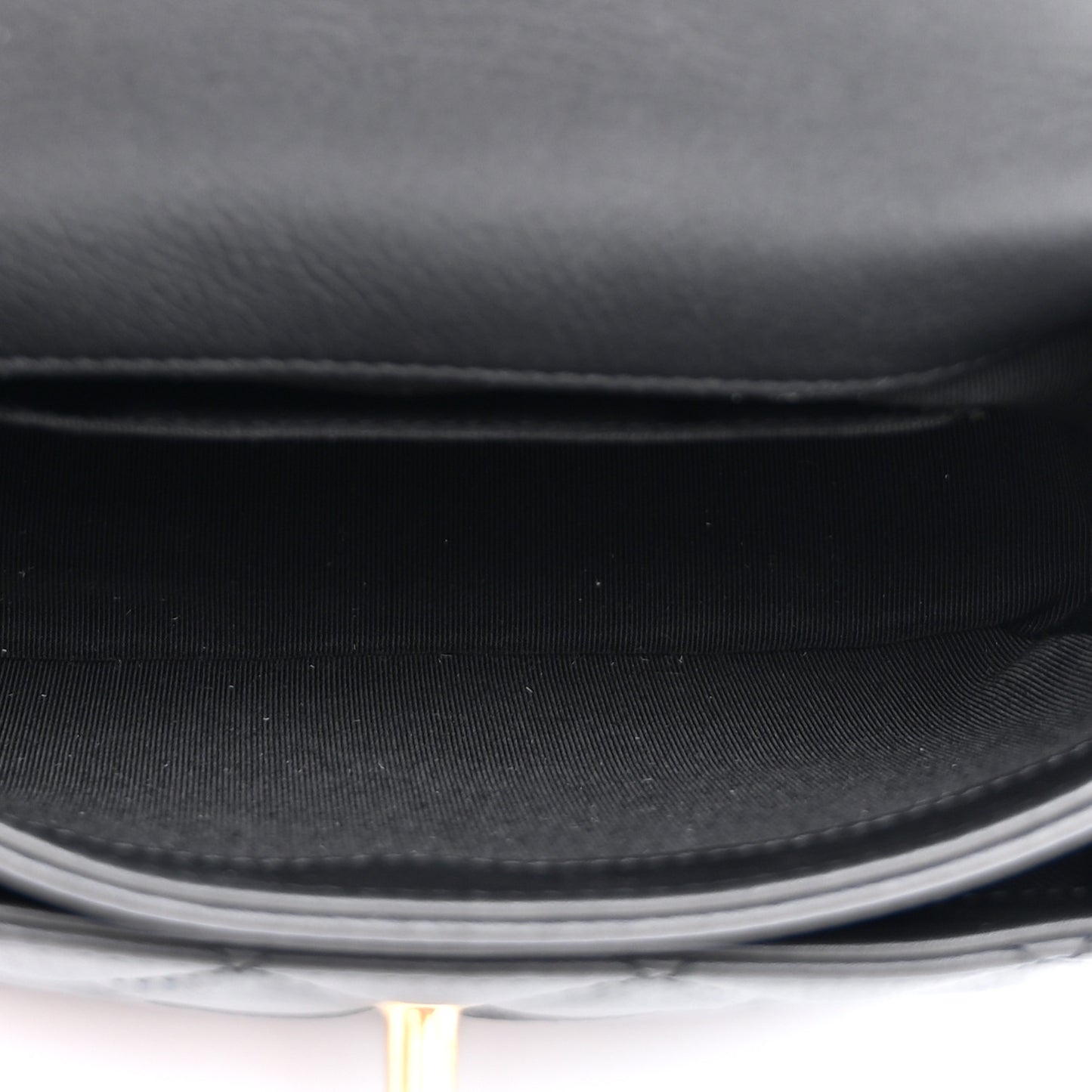 Calfskin Quilted Top Handle Flap Black