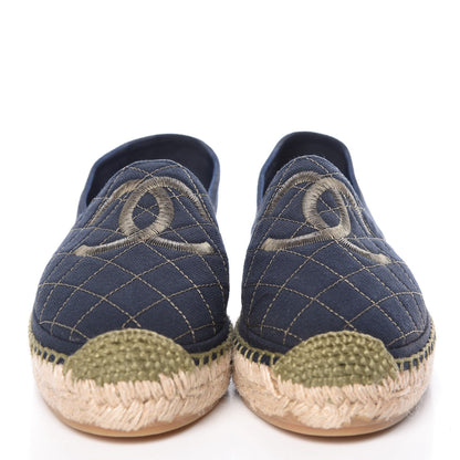 Chanel Fabric Biarritz CC Espadrilles 40 Blue Green 2 of 8