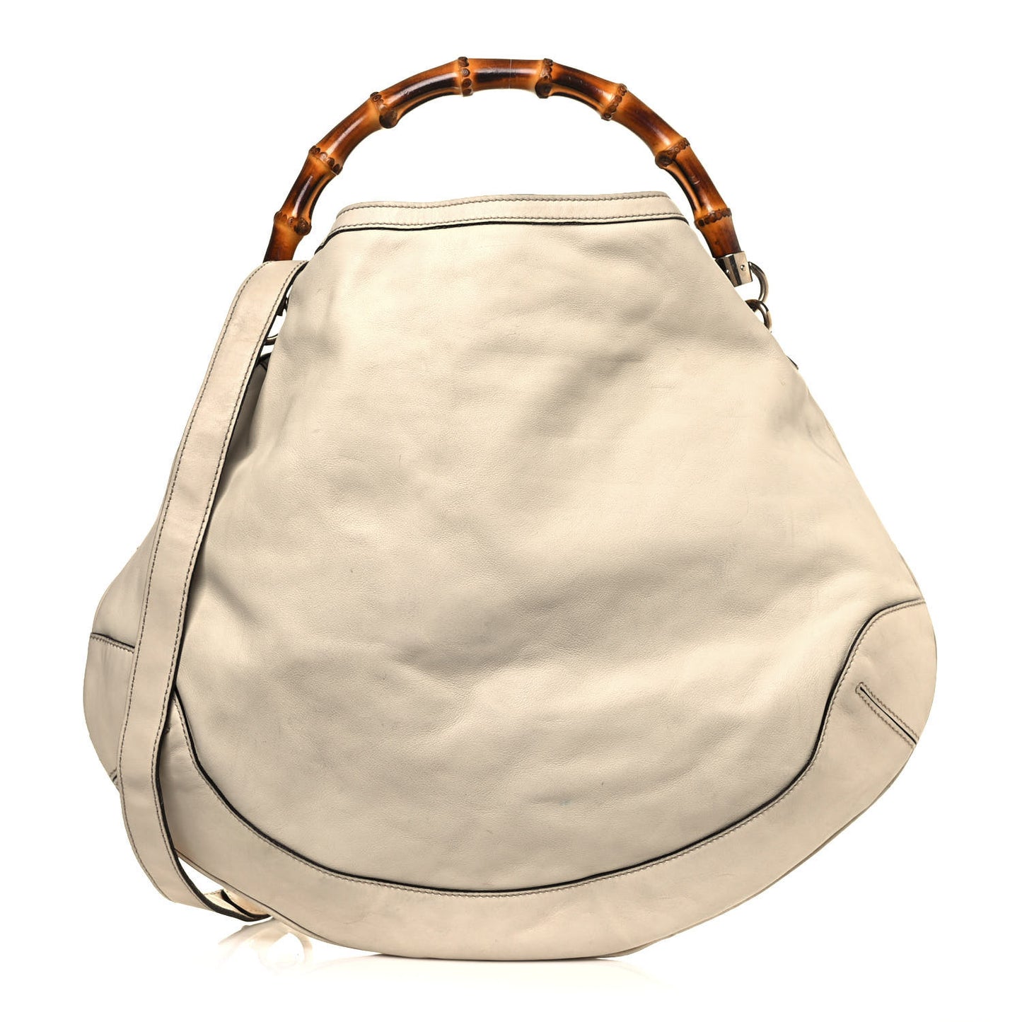 Calfskin Peggy Bamboo Top Handle Hobo Ivory