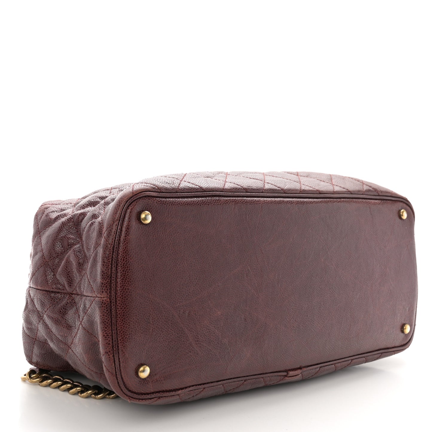 Glazed Caviar Quilted Small Shiva Tote Burgundy