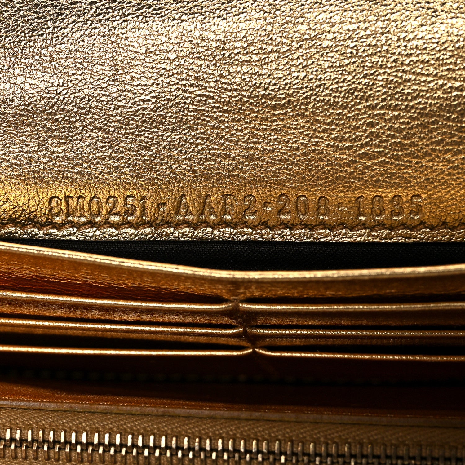 Fendi Vitello Catalan Mirror FF 1974 Embossed Continental Wallet Gold 5 of 9