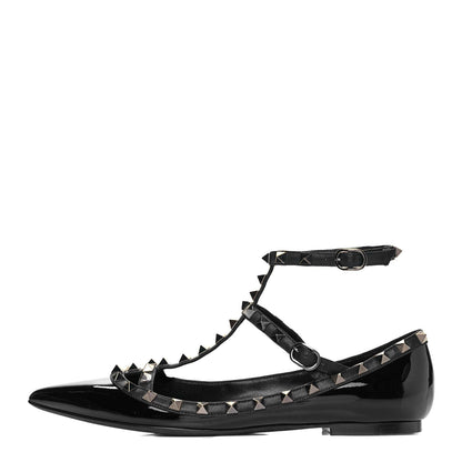Valentino Garavani Patent Rockstud Cage Ballerina Flats 39.5 Black 1 of 7